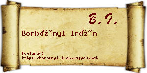 Borbényi Irén névjegykártya